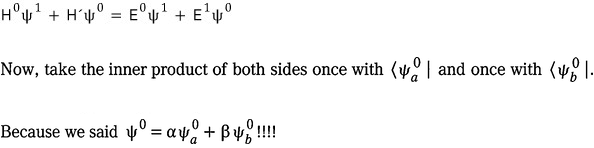First-order degenerate perturbation equation and instruction to project onto both degenerate basis states