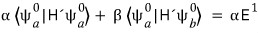 First linear equation alpha H prime a a plus beta H prime a b equals alpha E 1