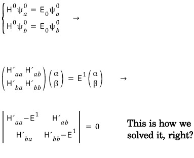 Summary of the twofold-degenerate perturbation matrix and its secular determinant
