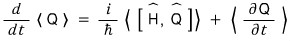 Expectation-value evolution formula involving the commutator of H and Q