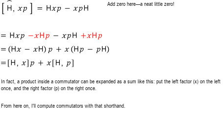 Expansion of the commutator H comma x p by adding and subtracting x H p