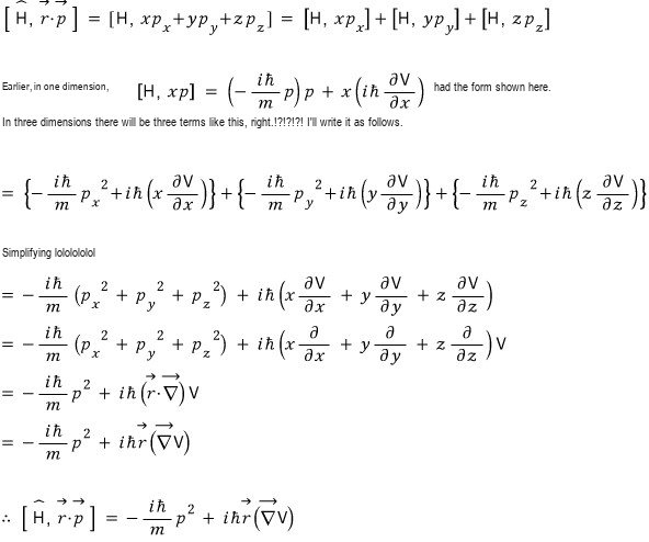 Three-dimensional expectation-value equation for r dot p