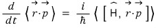 Expansion of H comma r dot p into the x, y, and z component commutators