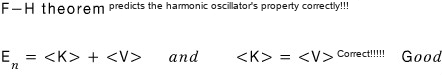 Oscillator calculation showing the expected potential energy equals one half of the total energy
