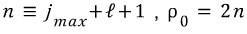 Termination condition n equals j max plus ell plus one and rho zero equals two n