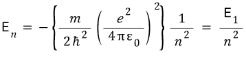 Standard hydrogen energy proportional to minus one over n squared