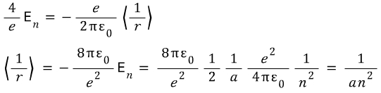 Derivation of the hydrogen expectation value one over r equals one over a n squared