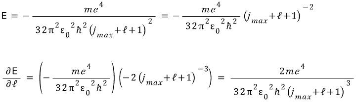 Derivative of the hydrogen energy with respect to ell