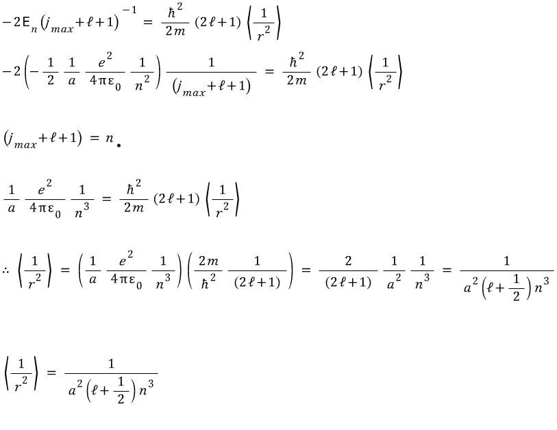 Substitution of the Bohr-radius energy expression into the ell derivative relation