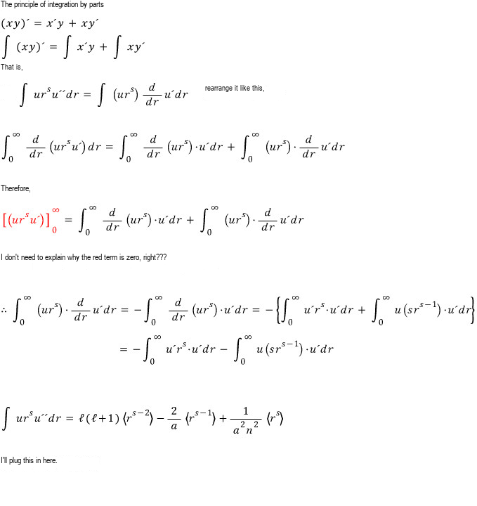 Expansion of the radial integral into the moments r to the s minus two, s minus one, and s