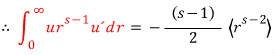Result for the integral of u r to the s minus one u prime in terms of the r to the s minus two moment