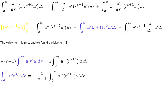 Second integration-by-parts identity relating the integral of r to the s times u prime squared to an integral containing u double prime