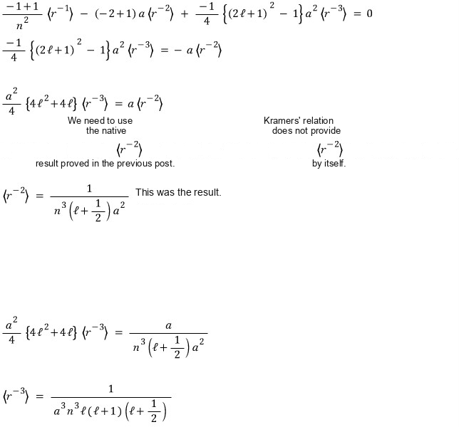 The s equals minus one limiting recurrence deriving the inverse-cube moment from the inverse-square moment