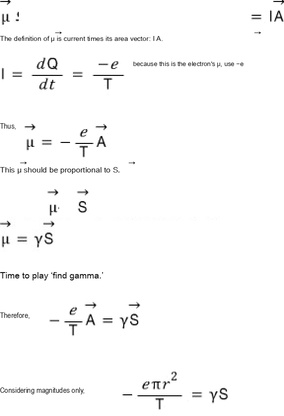 Classical current-loop argument relating the electron magnetic moment to spin angular momentum