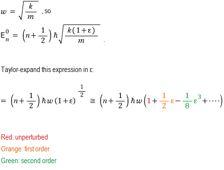 Expansion of the oscillator energy after k changes to k times one plus epsilon