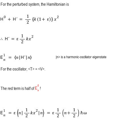 Source image labeling the perturbed potential alone as H zero plus H prime and then evaluating the first-order correction