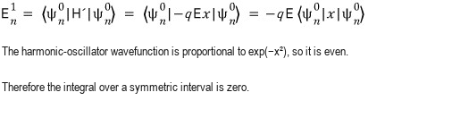 Source first-order Stark calculation, including the incorrect claim that every nth oscillator wavefunction is even