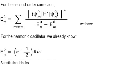 Second-order perturbation formula for the electric-field interaction together with the unperturbed oscillator energies