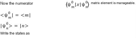The matrix element of x rewritten as bra m x ket n