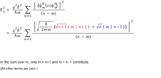 Second-order sum after substituting the ladder-operator matrix element