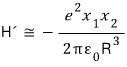 Leading dipole-dipole interaction obtained for displacements much smaller than the separation