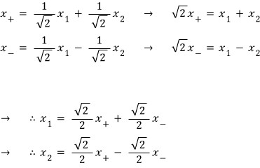 Inverse transformation from normal coordinates to the two electron displacements