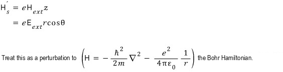 Electric-field perturbation added to the hydrogen Bohr Hamiltonian