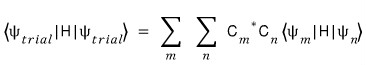 Double-sum expression for the trial-state Hamiltonian expectation value