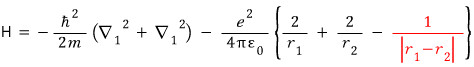 Source Hamiltonian image for helium, with the electron-electron term highlighted in red
