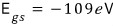Independent-electron helium estimate E ground state equals about minus 109 electronvolts