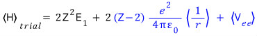Expectation value of the decomposed helium Hamiltonian in terms of hydrogenic and repulsion contributions