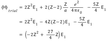 Helium trial energy simplified to the quadratic expression in effective charge Z