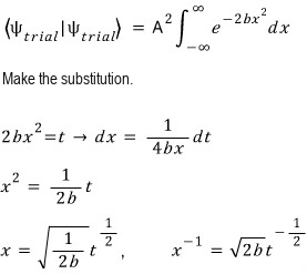 Substitution used to normalize the Gaussian trial wavefunction