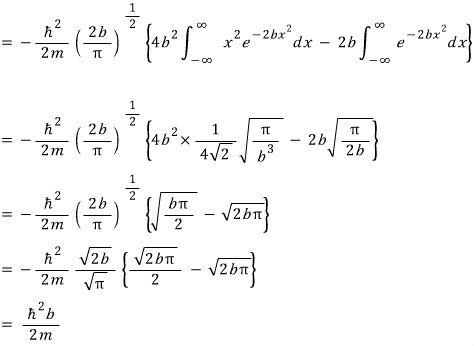 Final algebra yielding kinetic expectation hbar squared b over 2m
