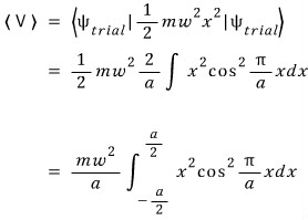 Potential-energy expectation integral for the compact-support cosine state