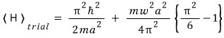 Total trial energy for the compact-support cosine function