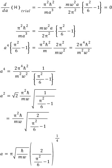 Differentiation of the cosine trial energy and optimized width a