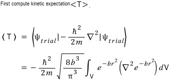Kinetic-energy expectation value for the normalized Gaussian hydrogen trial state