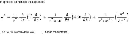 Spherical-coordinate Laplacian with radial angular and azimuthal terms