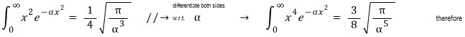 Gaussian fourth-moment identity derived from the second-moment integral