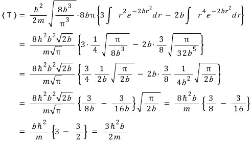 Completed kinetic-energy calculation yielding three hbar squared b over 2m