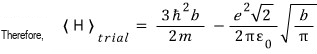 Total Gaussian hydrogen trial energy as a function of b