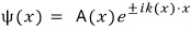 Retained historical position-dependent-amplitude trial form whose phase k of x times x is corrected in the surrounding text