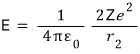 Historical Coulomb turning-point equation using an undefined Z; the native equation defines daughter charge Z d and outer radius r two