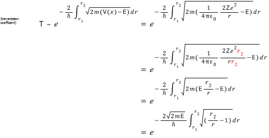 Historical Gamow exponent using an unspecified mass; the native equation uses alpha-daughter reduced mass mu and states the s-wave approximation