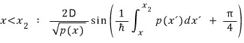 Allowed-region WKB wavefunction written by integrating from x to the right turning point x2