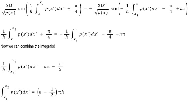 Combination of the two phase integrals into the WKB quantization condition between x1 and x2