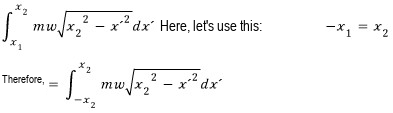 Use of x1 equals minus x2 to rewrite the harmonic-oscillator action integral symmetrically