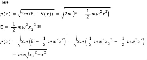 Half-oscillator momentum written as m omega times the square root of x2 squared minus x squared
