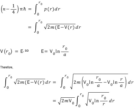 Radial action for the logarithmic potential after substituting the turning-point energy
